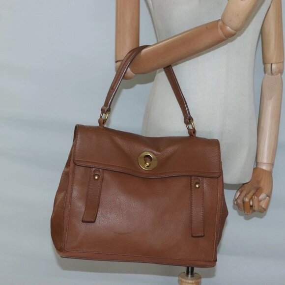 SAINT LAURENT Muse Toe Hand Bag Leather Brown Gold Auth 126997 - Picture 14 of 16